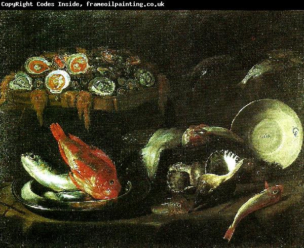 Giovanni Battista Recco stilleben med fisk och ostron
